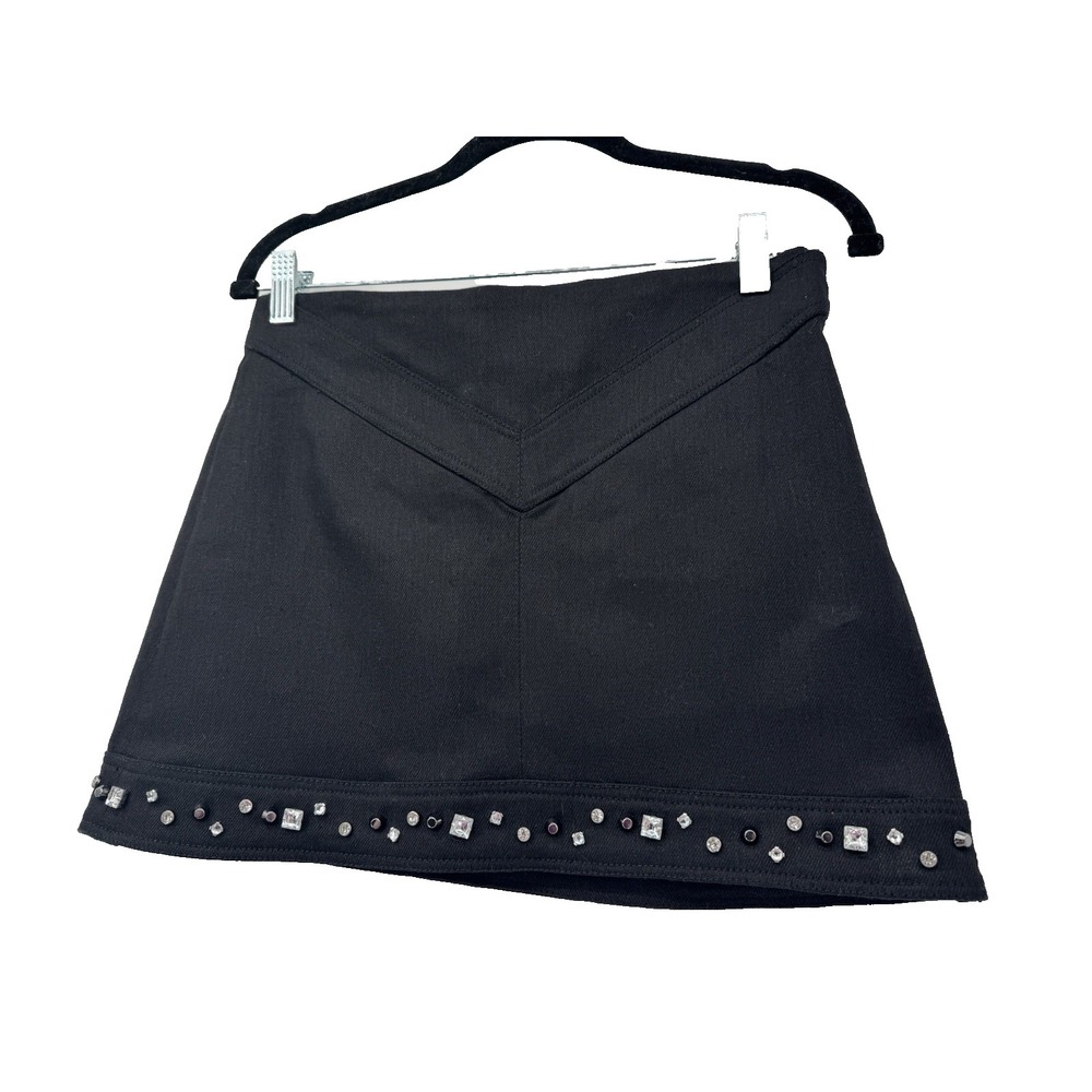 Into the Night Zara Skirt Black studed Rhinestone Denim Grunge Goth Rock n Roll